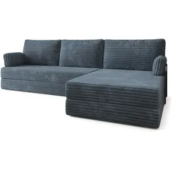 ECKSOFA ANKO modulares Boneless Sofa mit Schlaffunktion Grau Cordstoff