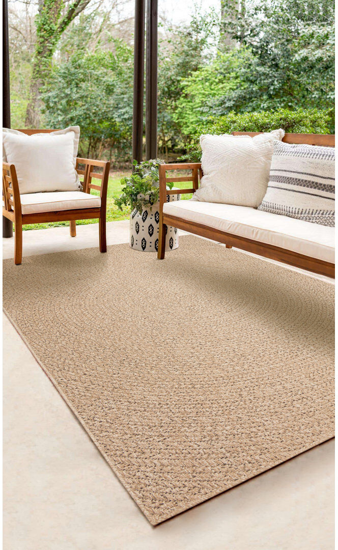 Bay Isle Home Alyrica Solid Colour Machine -made Area Rug Natural brown Round 80 cm