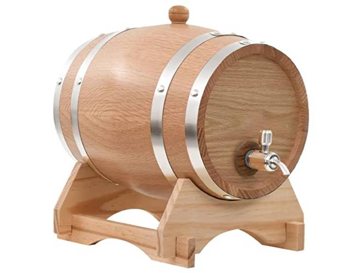 BOWEKAM Möbel, Weinfass mit Zapfhahn, massives Eichenholz, 6 l