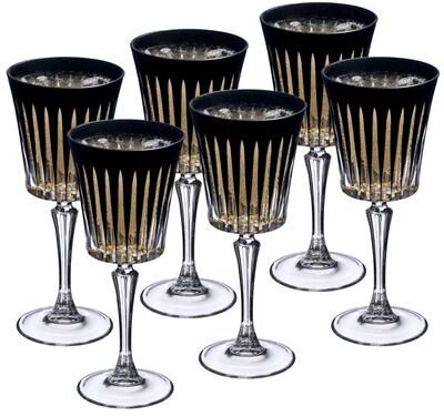 Majestic Gifts Inc. Majestic Gifts European Glass Wine Goblet-Black- Set/6-7.5 Oz.