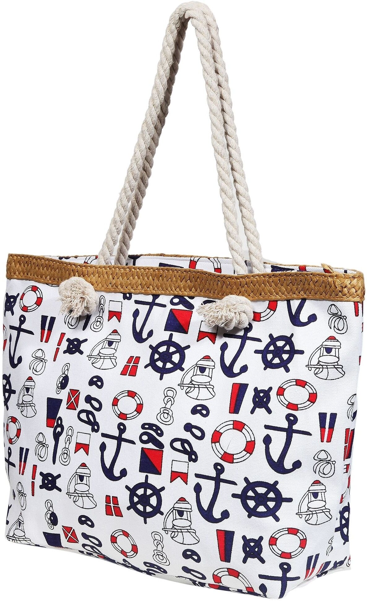 Strandtasche CHAM CHAM "Maritim - XXL Strandtasche Stoff", Damen, rot, Textil, Taschen Strandtasche