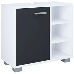 VCM Waschbeckenunterschrank mit 3 offene Fächer Zalo L Weiß/Schwarz