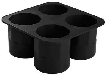 Inspire Curations Silicone Shot Glass Ice Mold Tray Reusable Whiskey Ice Cube Maker (4 Cavities) black