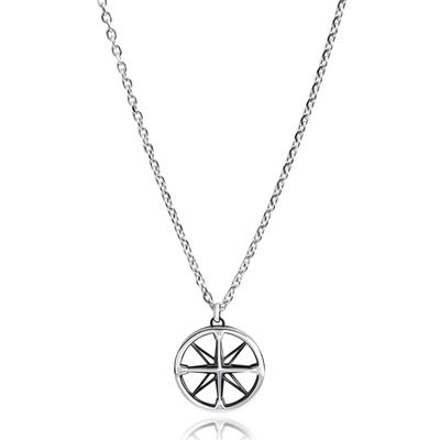 Kette mit Anhänger FIRETTI "Schmuck Geschenk Glückssymbol Windrose für Hoffnung & Schutz", schwarz (edelstahlfarben, schwarz), Halsketten, Damen, Edelstahl, L: 55 B: 3mm, B:3mm