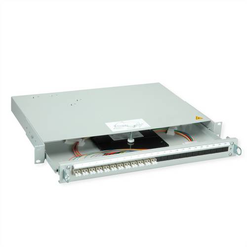 TELEGÄRTNER PROFI V LWL-Panel mit Kupplungen & Pigtails, 12x LC Duplex, beige, OM2, Grade B