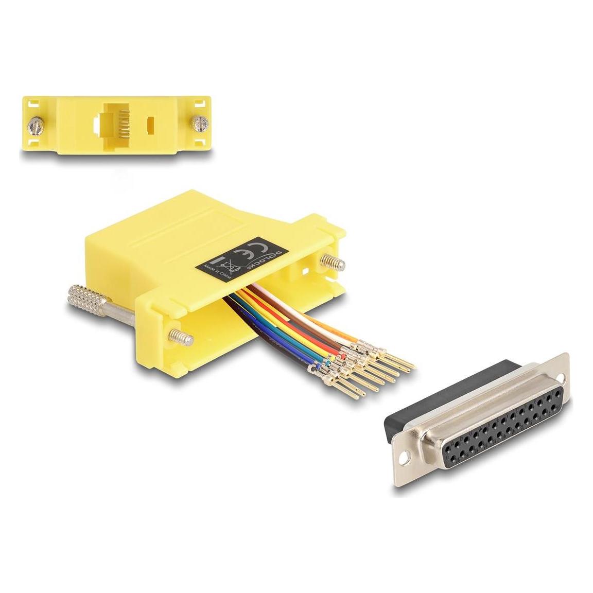 Delock D-Sub 25 Pin Buchse zu RJ45 Buchse Montagesatz gelb (0.06 m) (67119)