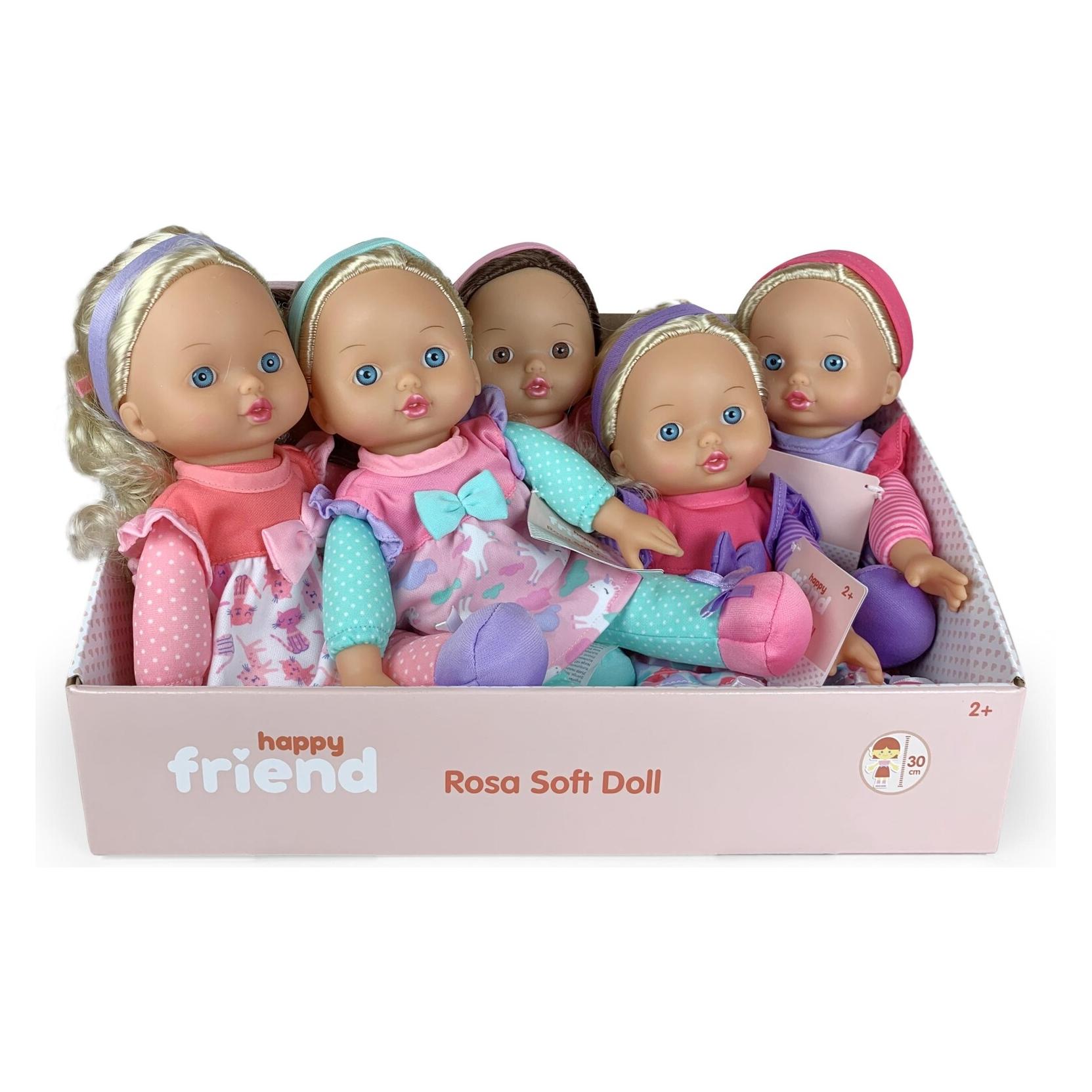 happytoys Happy Friend Rosa Blød Dukke med Hår 30 cm 6 varianter CDU (5713428010906)