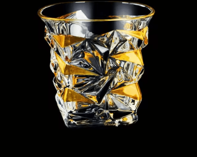 Inspire Picks Gold Line Crystal Whiskey Tumblers Set Golden Rim Whisky Glasses For Cocktails Wine And Beer diamonds 280 300ml