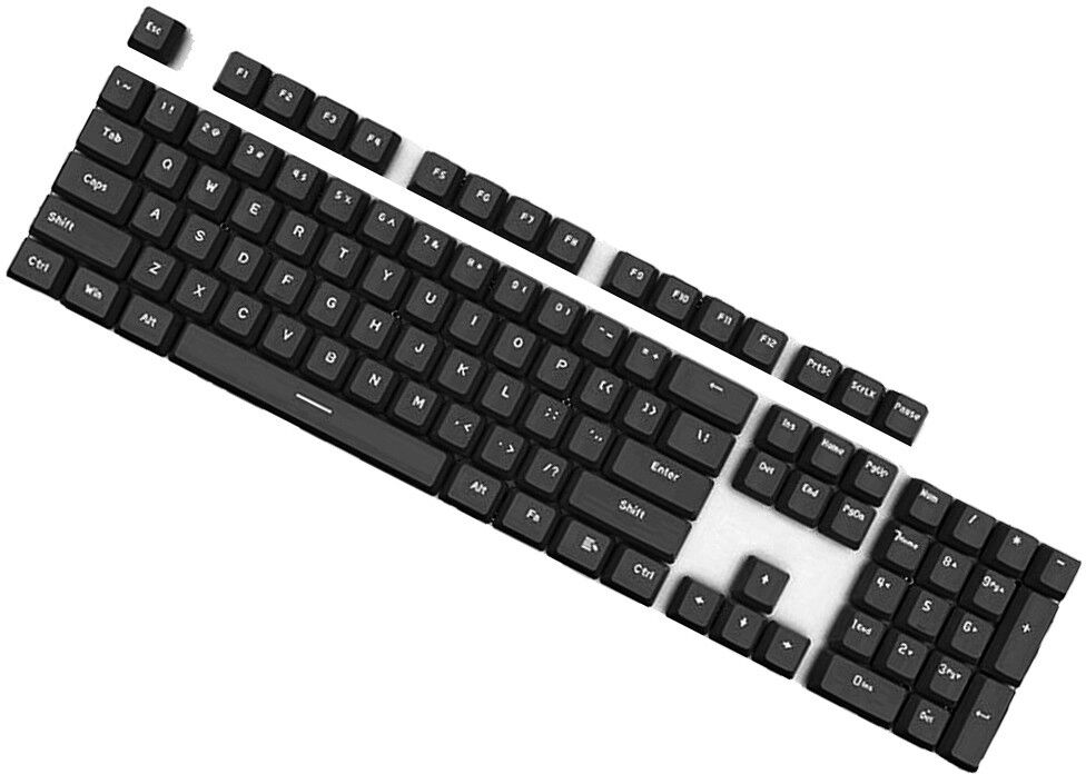 INF ABS-Tastenkappen-Set – Shine-Through Closed-Legend für 61/87/104-Tasten, stabilizer-kompatibel, inkl. Keycap-Abzieher Schwarz