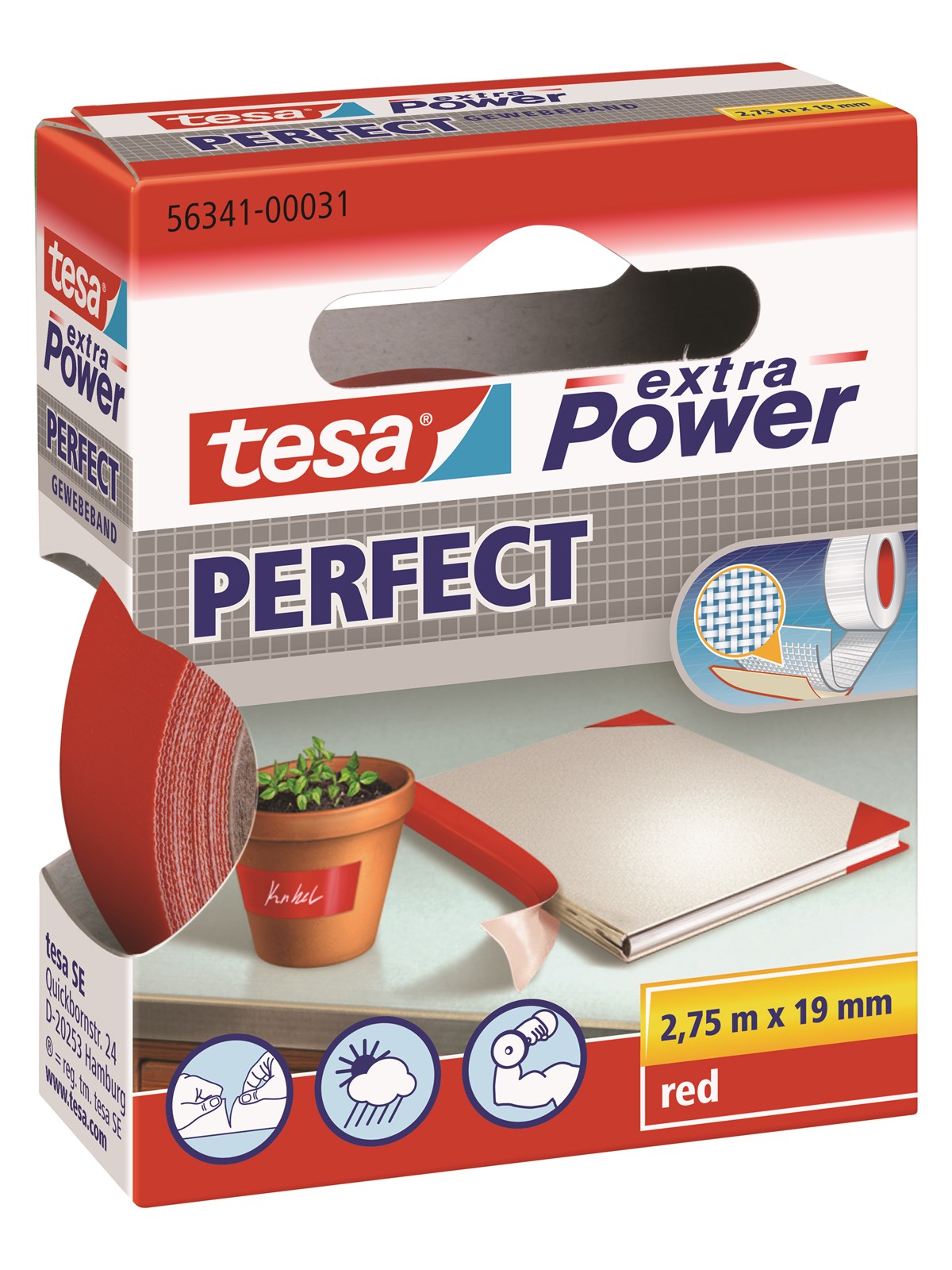tesa extra Power Perfect Red Gewebeband
