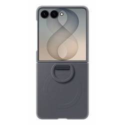 Samsung Silicone Ring Magnet Case Cover Samsung Z Flip8 Schwarz mit Magnet-Modul, Mit Haltering EF-EF776CBEGWW