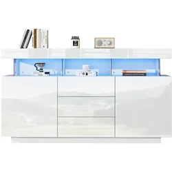 SIDEBOARD mit LED Weiß 140/35/80 CM