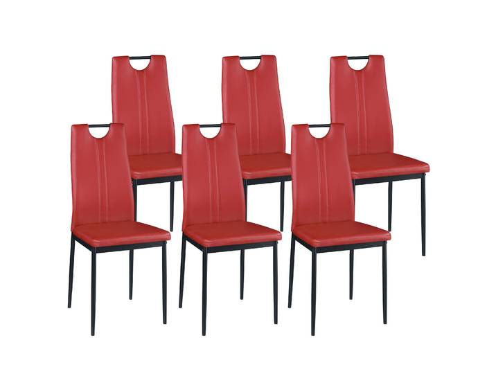 Esszimmerstuhl Leder IVO 6er Set rot