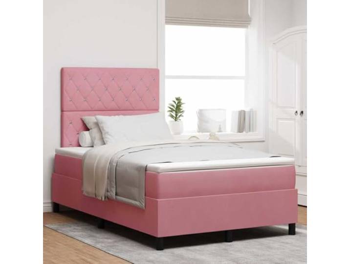 LED Beleuchtung Modernes Design Boxspringbett 120 x 190 cm Rosa LED Boxspringbett mit Matratze Rosa 120x190 cm Stoff Bett mit RGB LED Beleuchtung verstellbarem Kopfteil