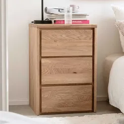 Schubladen Nachtschrank aus Eiche Massivholz 70 cm hoch