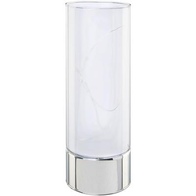 LED-Leuchte CREATIV LIGHT "Weihnachtsdeko", transparent, H:25cm Ø:9cm, Kerzenhalter, mit silberfarbener Basis