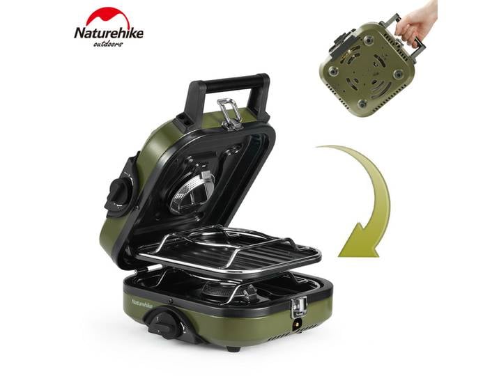 Naturehike – cuisinière à gaz pliante, Double feu, 1700W, brûleur puissant, Portable, pour l'extérieur, Camping, pique-nique, ustensiles de cuisine, poêle antiadhésive