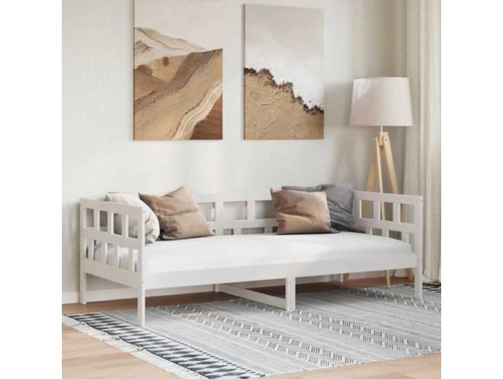 Multifunktionales Tagesbett Massivholz Kiefer Schlafsofa Weiß 90x200 cm Tagesbett Weiß Massivholz Kiefer 90x200 cm Gästebett Schlafsofa mit Lattenrost für Schlafzimmer Wohnzimmer