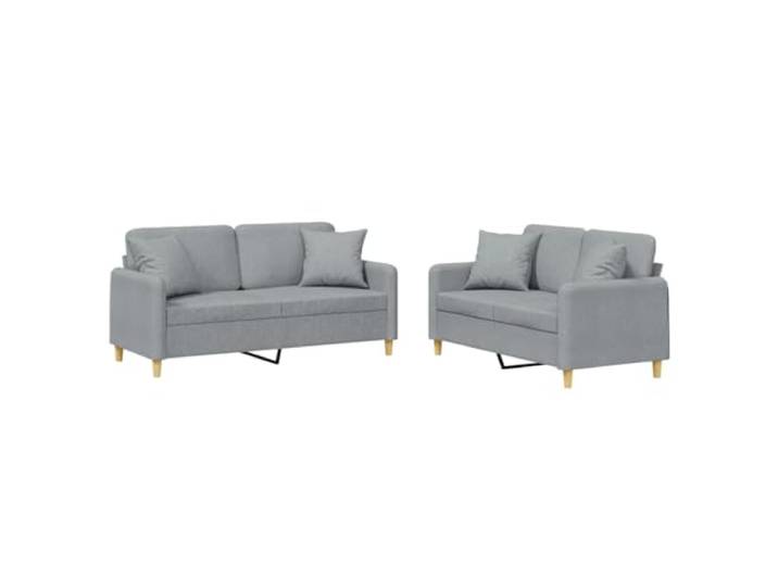 GHVBNMF 2-TLG Sofagarnitur mit Kissen Hellgrau Polstersofa Set Gemütliches Couch Set aus hellgrauem Stoffbezug für Wohnzimmer und Gästezimmer inklusive passenden Kissen.