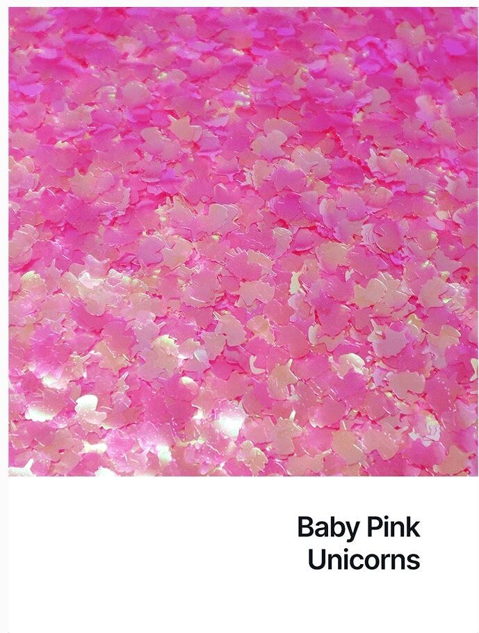 Hemway Shaped Ultra Sparkle Glitter   Unicorn   Cosmetic, Festival, Crafts - Baby Pink Iridescent - Shaped 50g