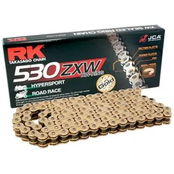 RK Takasago Chain, Motorrad Zubehör, RK Antriebskette 530ZXW-110 (XW-Ring) mit Anstoss (CLF) inklusive, goldfarben (Kapazität: bis zu