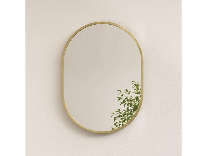 Emke Wandspiegel Glasspiegel Oval Gold 70/50/2 cm, Goldfarben, 50x70x2 cm, Spiegel, Wandspiegel