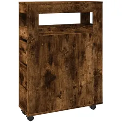 vidaXL Badschrank Schmal mit Rollen Räuchereiche Holzwerkstoff