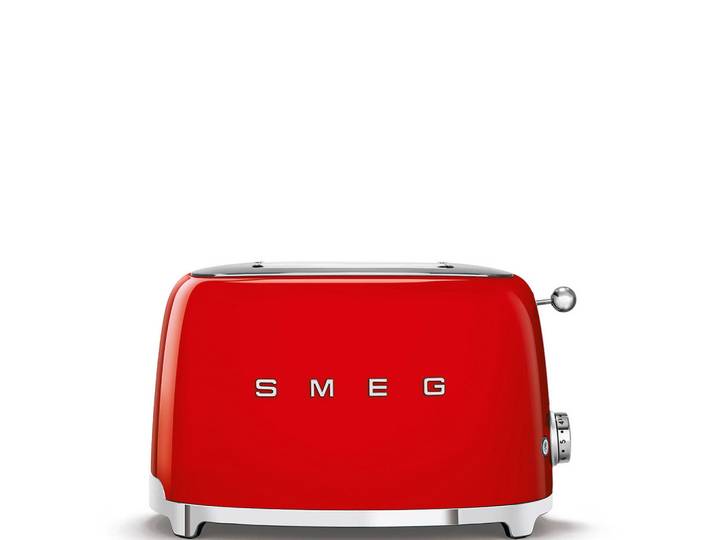 Smeg Toaster, Rot, Metall, 31x19.5x20 cm, Krümelschublade, Auftaufunktion, Aufwärmfunktion, Schnellstoppfunktion, automatischer Auswurf nach Röstende, Bagel-Funktion, Kochgeschirr, Küchengeräte, Toaster