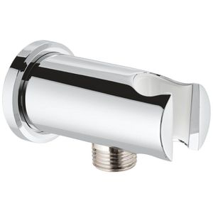 GROHE Wandanschlussbogen Rainshower 26658000, rund, verchromt, mit Brausehalter & Rückflussverhinderer, aus Metall, 1/2 Zoll