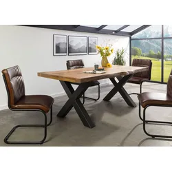 Baumtisch Mango 240x100x77 natur lackiert / X-Beine anthrazit matt FREEFORM 5
