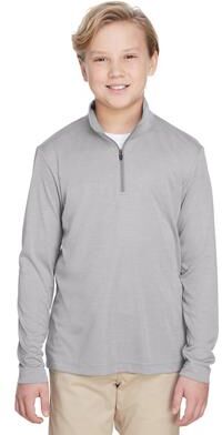 Team 365 TT31HY Youth Zone Sonic Heather Performance Quarter-Zip Pullover T-Shirt size Large   Polyester