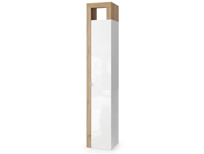 Armoire 1 porte Fribourg meuble d'entrée blancbrillant/chene cadiz Blanc Brillant/chene Cadiz - Basika