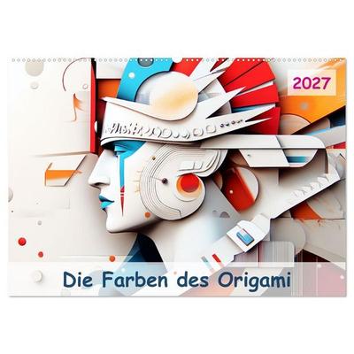 Die Farben des Origami (Wandkalender 2027 DIN A2 quer), CALVENDO Monatskalender