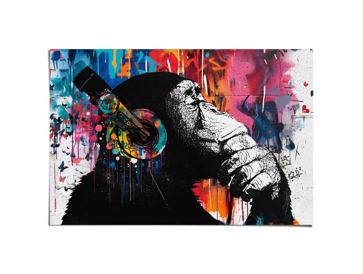 Poster REINDERS Graffiti chimp , bunt (farbe bild(er): mehrfarbig), B:91,5cm H:61cm T:0,1cm, Bilder, Poster, Teenager Zimmer - Mehrfarbig - 150 gr. Papier - Street Art