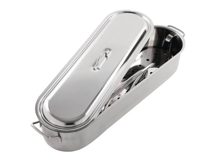 Poissonnière 500 mm en acier inoxydable avec égouttoir vogue