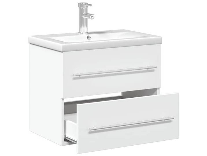 Moderne Cabinet pour lavabo SOLOMOON Meuble de lavabo avec bassin intégré blanc 60x38.5x48 cm MM1216