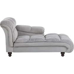 CHAISELONGUE Samtstoff hellgrau linksseitig Lormont