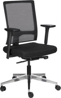 Schäfer Shop Select Bürostuhl NET MATIC, mit Armlehnen, Auto-Synchronmechanik, Muldensitz, Netzrücken, schwarz/alusilber