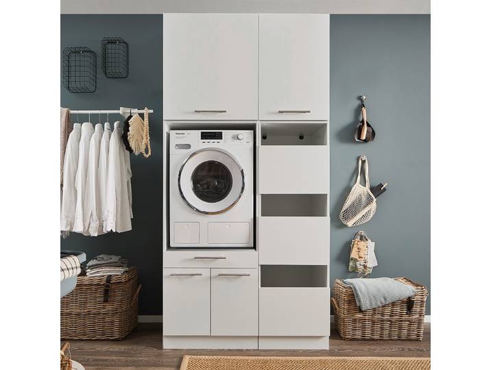 Set de buanderie P 118cm Blanc/Blanc