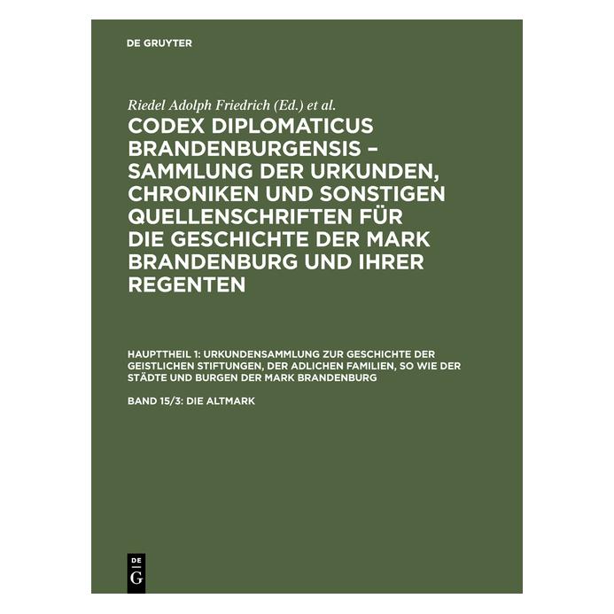 De Gruyter Die Altmark (Deutsch, Hardcover) (67774675)