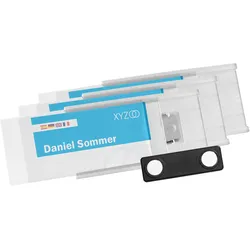10 Namensschilder MEET, magnetisch transparent, Kunststoff