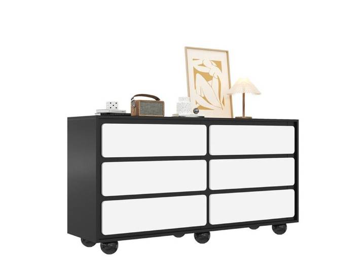 Buffet commode élégante à six tiroirs - coiffeuse au design moderne fonction pratique. 140 × 38 × 74 5 cm