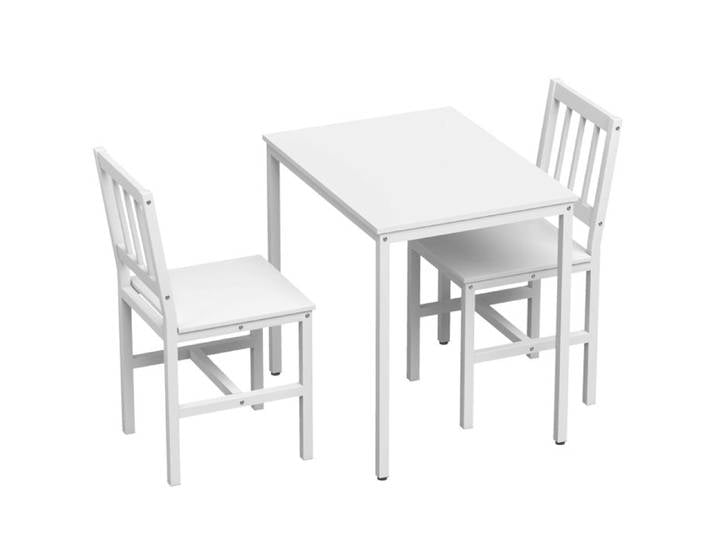 Ensemble table et chaises - Ensemble repas gain de place table de cuisine rectangulaire avec 2 chaises blanc