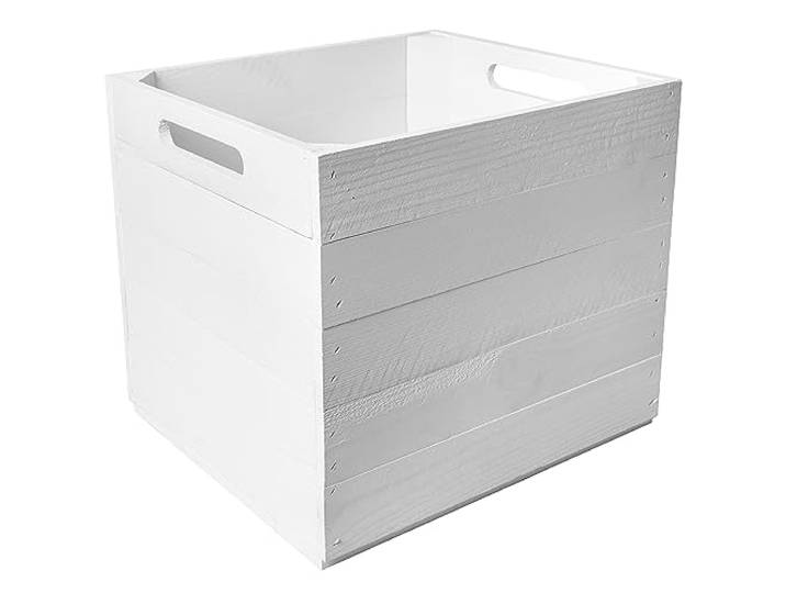 Creative Deco Caisse en Bois Blanc Compatible Étagères KALLAX EXPIDIT 33 x 37 x 33 cm Cube de Rangement Bois Boite Rangement Vintage Kallax Rangement Caisse Rangement Bois Boîte