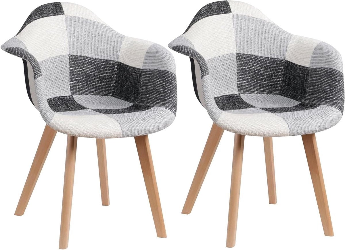 Set van 2 ergonomische eetkamerstoelen in zwart