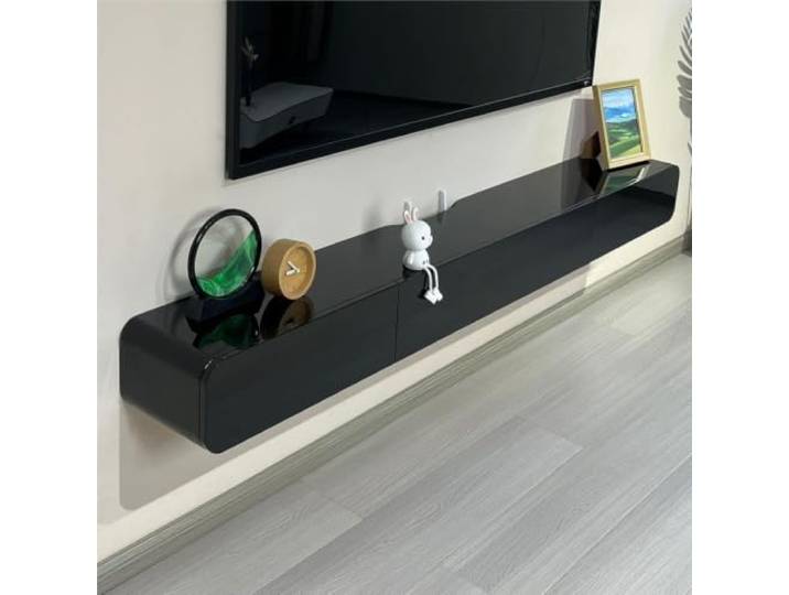 JUSKAQZYI Schwebender TV-Ständer Dunkelgrau Schwebender TV-Schrank Mit zwei herunterklappbaren Türen, Medienkonsole passend for 32-40-Zoll-Fernseher im Wohnzimmer lowboard