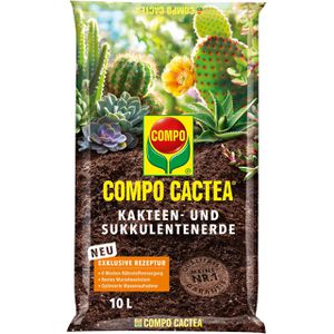 Compo Blumenerde  CACTEA Kakteen- & Sukkulentenerde, für Kakteen & Sukkulenten, mit Dünger, 10 Liter