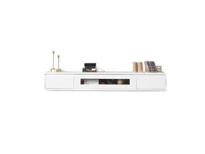 HANELREEZD lowboard Schwebender Wand-TV-Ständer aus massivem Holz Schwebender, an der Wand montierter TV-Ständer, schwebender TV-Schrank aus 100 % Massivholz in reinem Weiß