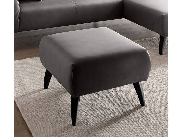 Pouf rembourré 66 x 44 x 66cm Gris Microfibre Diala: Anthracite