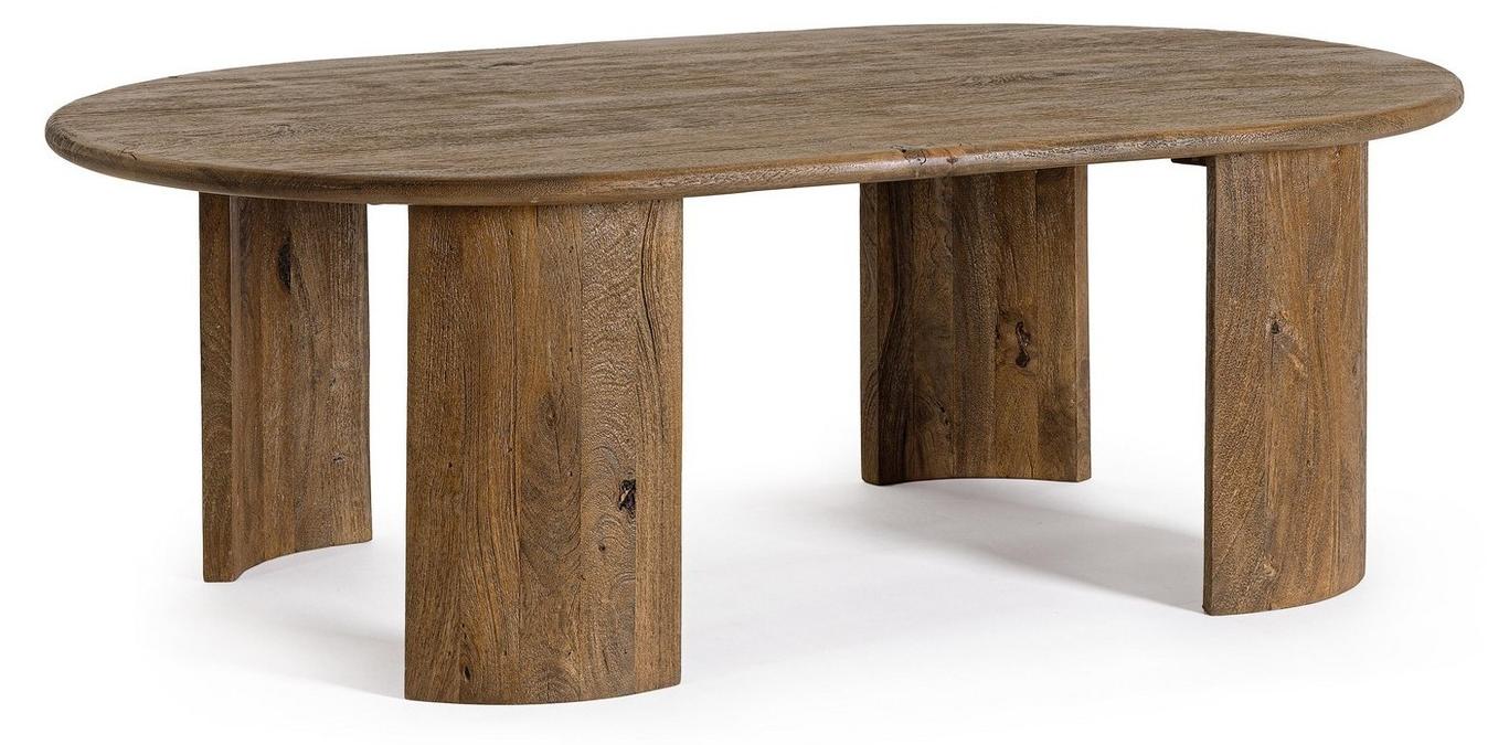 Beistelltisch Orlando 130x80x45cm Mangoholz Tischplatte und Halbrunde Beine Oval